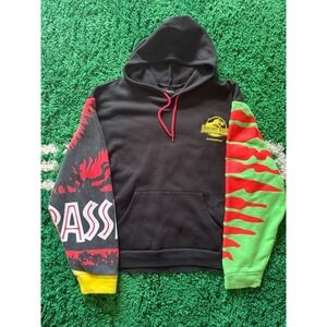 DUMBGOOD Jurassic Park Embroidered Hoodie Black Green Red Yellow XL